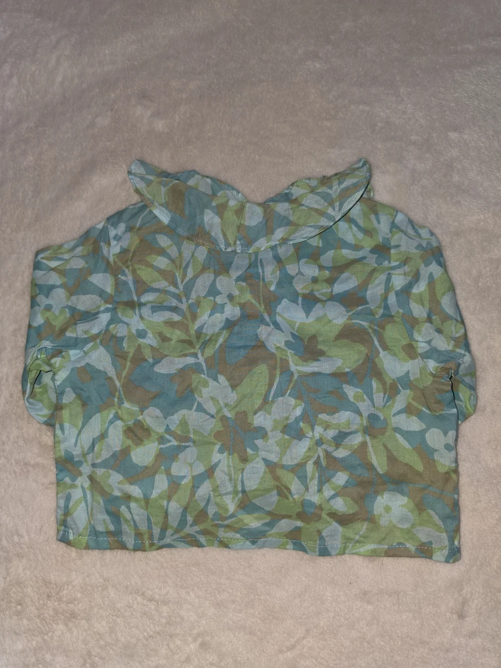 baby GAP Floral Button-Down Baby Top in Blue and Green 3-6 M
